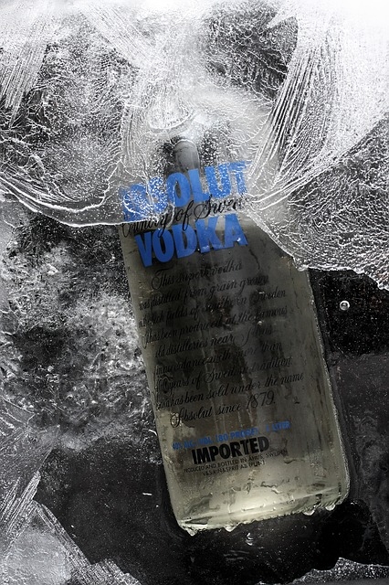 Absolut vodka jégbe fagyva